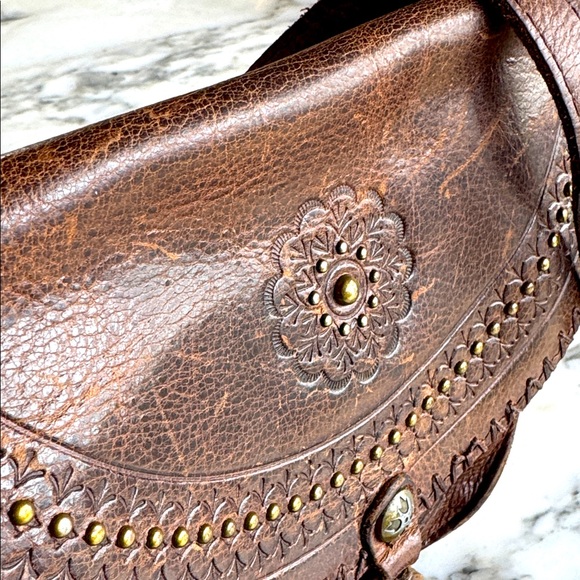 Patricia Nash Dark Brown VTG Leather Crossbody Bag - Picture 2 of 16